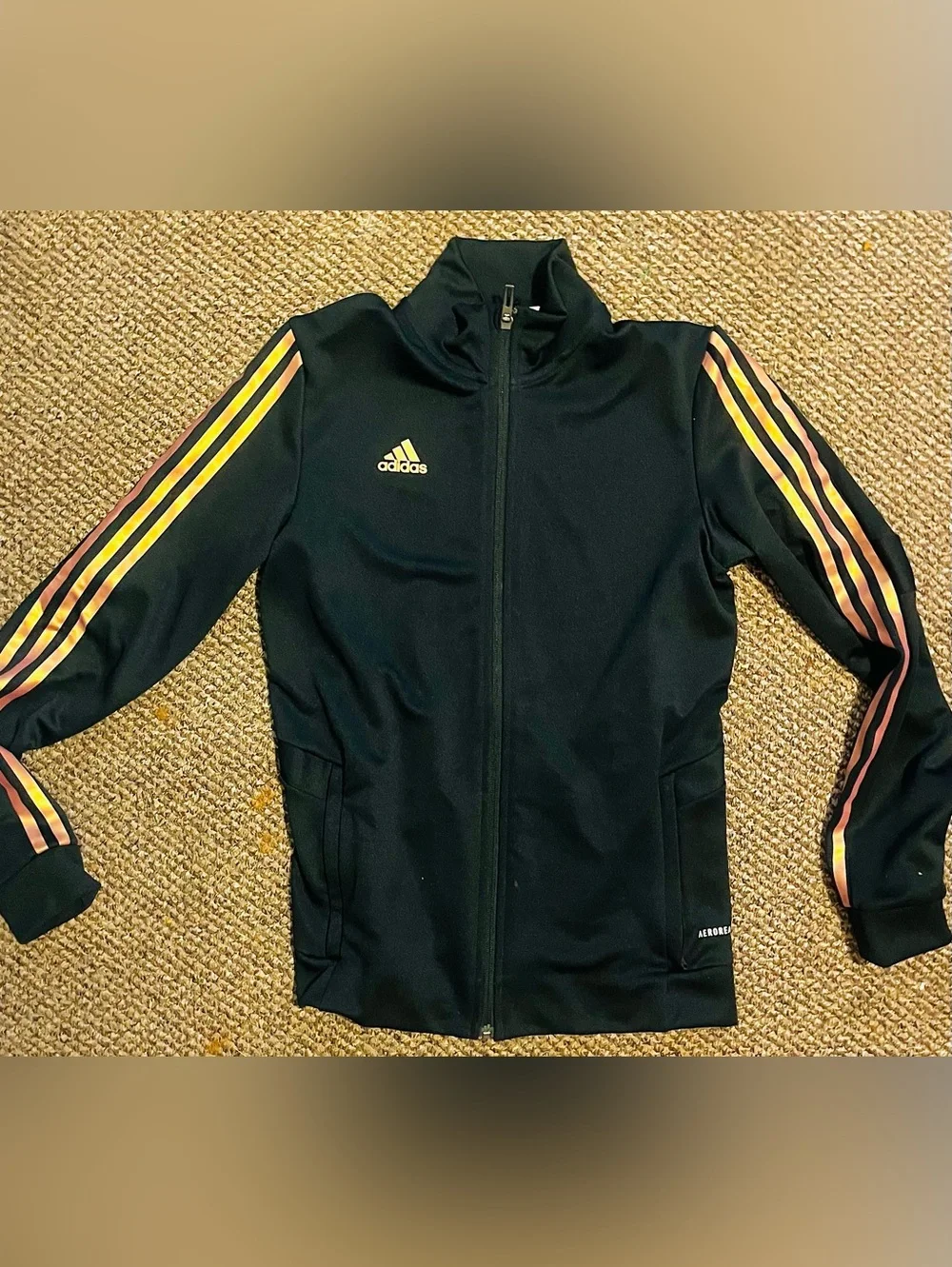 Adidas Women's Black Zip-Up  with Rose Gold Logo